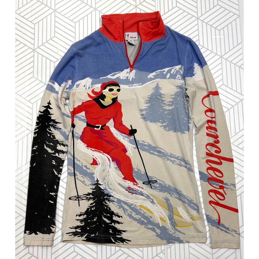 Neve Women's size Small Silk Merino Wool Base Layer Top Retro Skier Apres Ski a1